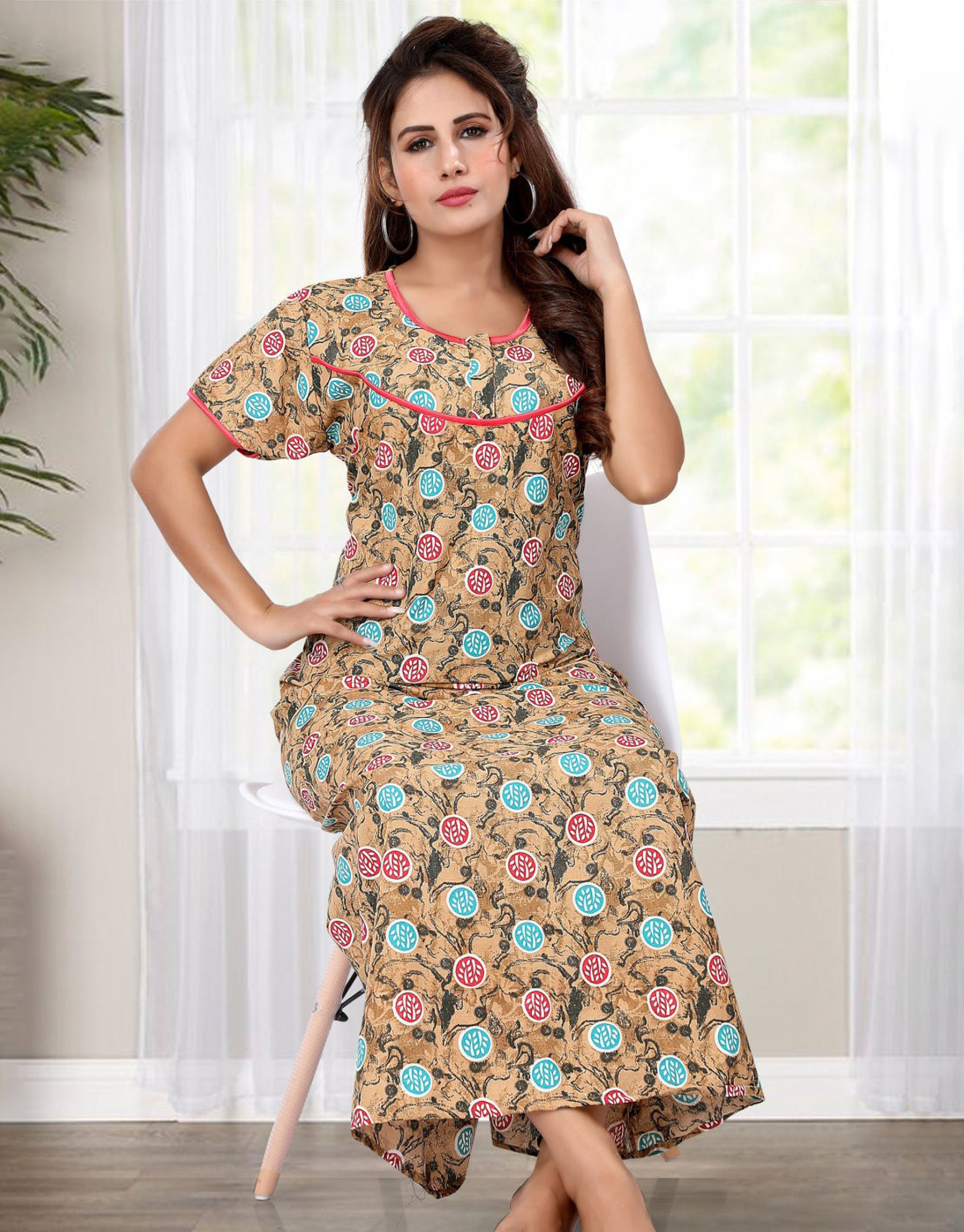 Pink S Design Hand Batik Tie-up Cotton Night Gown – thekaftanshop.com