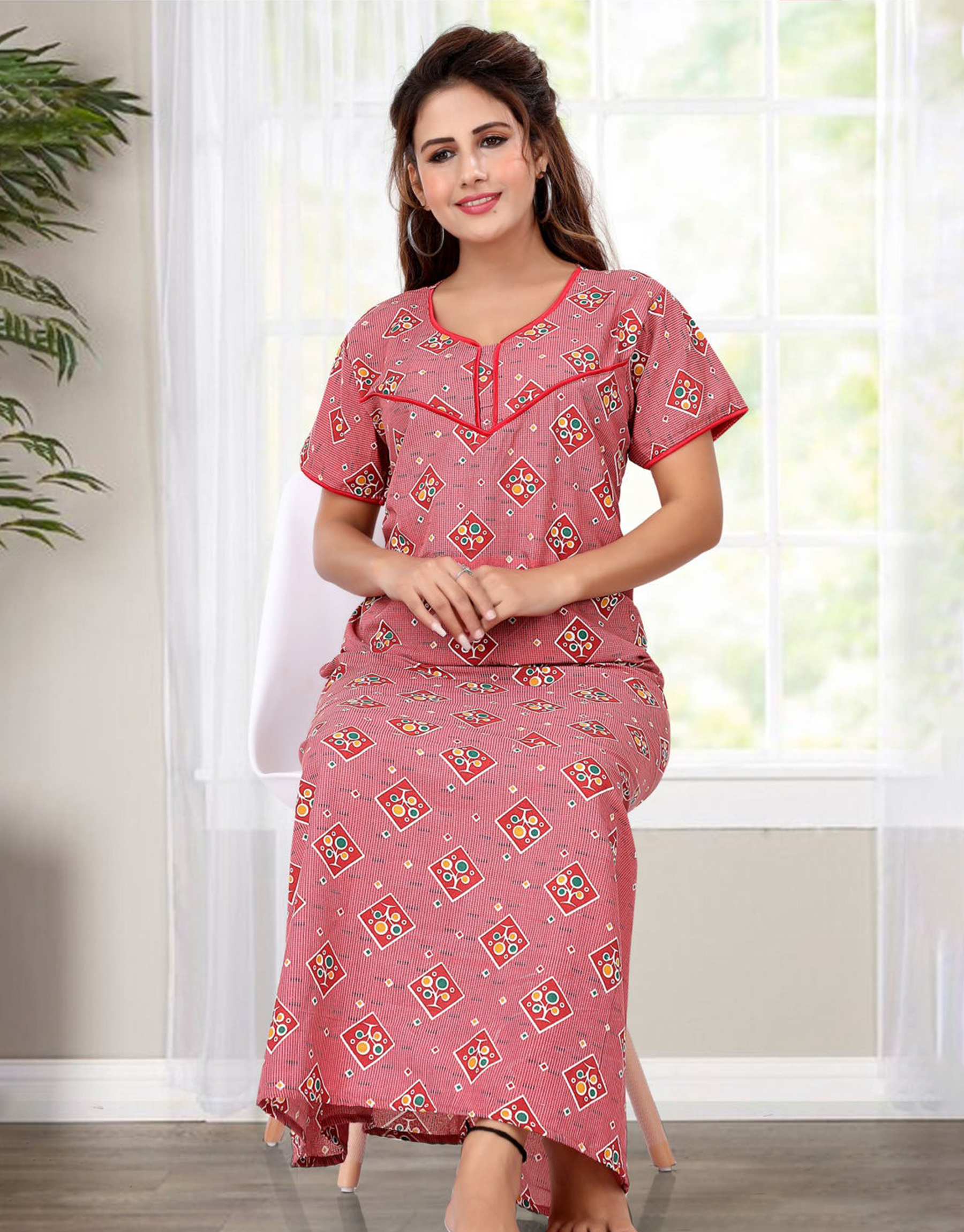 Women Cotton Half Sleeves Printed Nightgown, Size: S, M & L at Rs 699/piece  in Ahmedabad