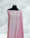 Heavy Thread Work Cotton Top & Dupatta Bright Pink Color Unstitched