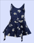 Kids Dark Blue Printed Cotton Floral Print Fit & Flare Dress