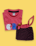 Kids T-Shirt With Shorts Red & Black Color Cotton