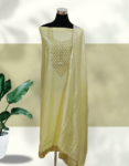 Light Yellow Color Beaded Semi Silk Churidar Material With Dupatta