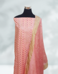 Pink Semi Silk Churidar Material With Embroidery Work Pink Soft Silk Dupatta