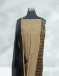 Pure Cotton Churidar Material With Elephants Works Heathered Gray Color With Black Bottom & Soft Dupatta