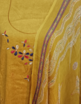 Rayon Mix Churidar Material With Embroidery Work Yellow Color Unstitched