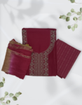 Ruby Red Color Churidar Material Cotton Embroidery Work Red Light Brown Mix Dupatta