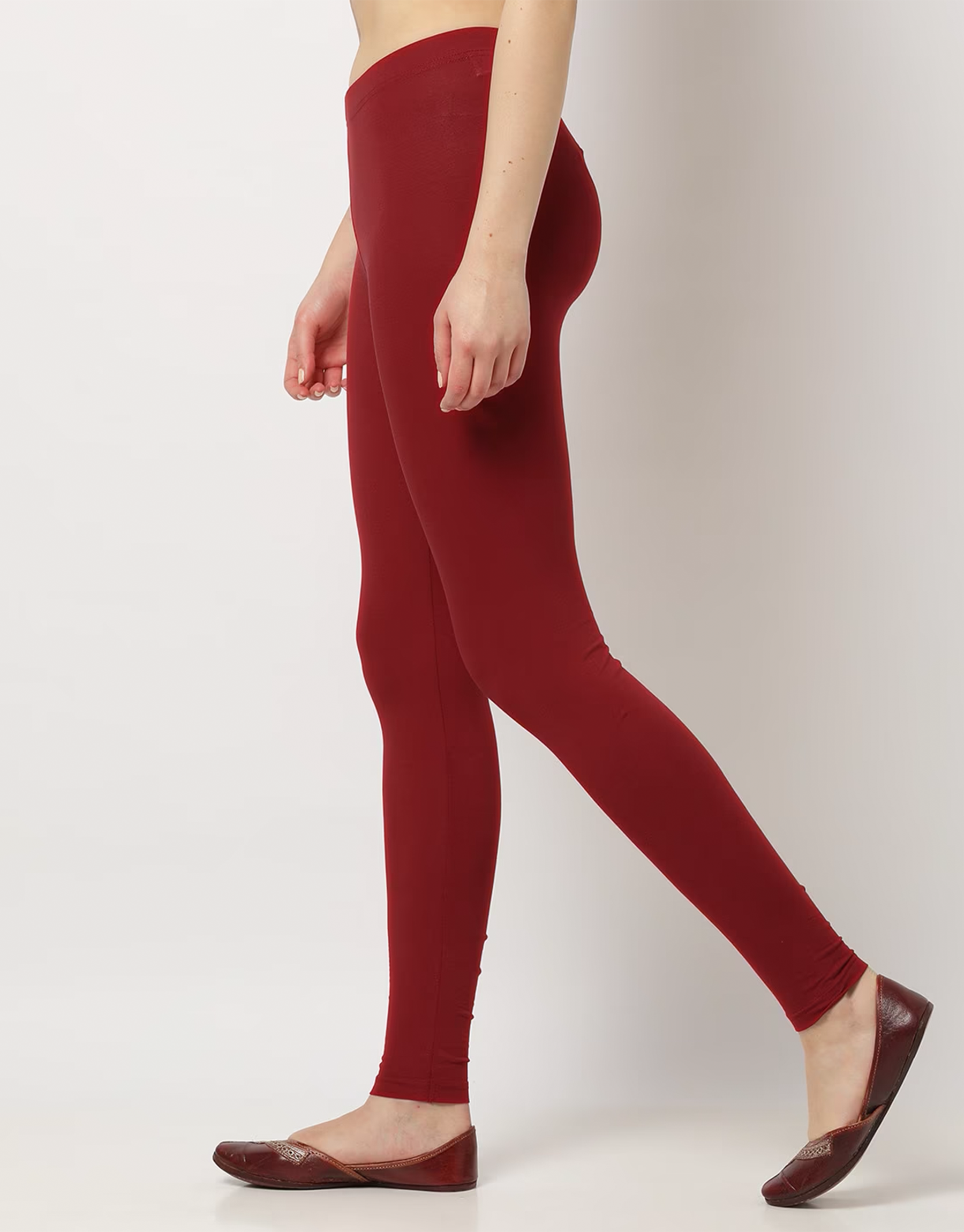 Women's Maroon Color (Pinkish Red) Ankle Length Stretch Legging – Trendsia