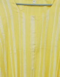 Women’s Yellow Color Cotton Kurti With White Stripe Round Neck Full Sleeve