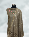 Beautiful Unstitched Soft Chanderi Silks Churidar Material With Thread Embroidery Sandstone Color