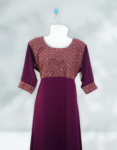 Georgette A Line Kurtas With Embroidery Work York Portion Round Neck Boysen Berry Color