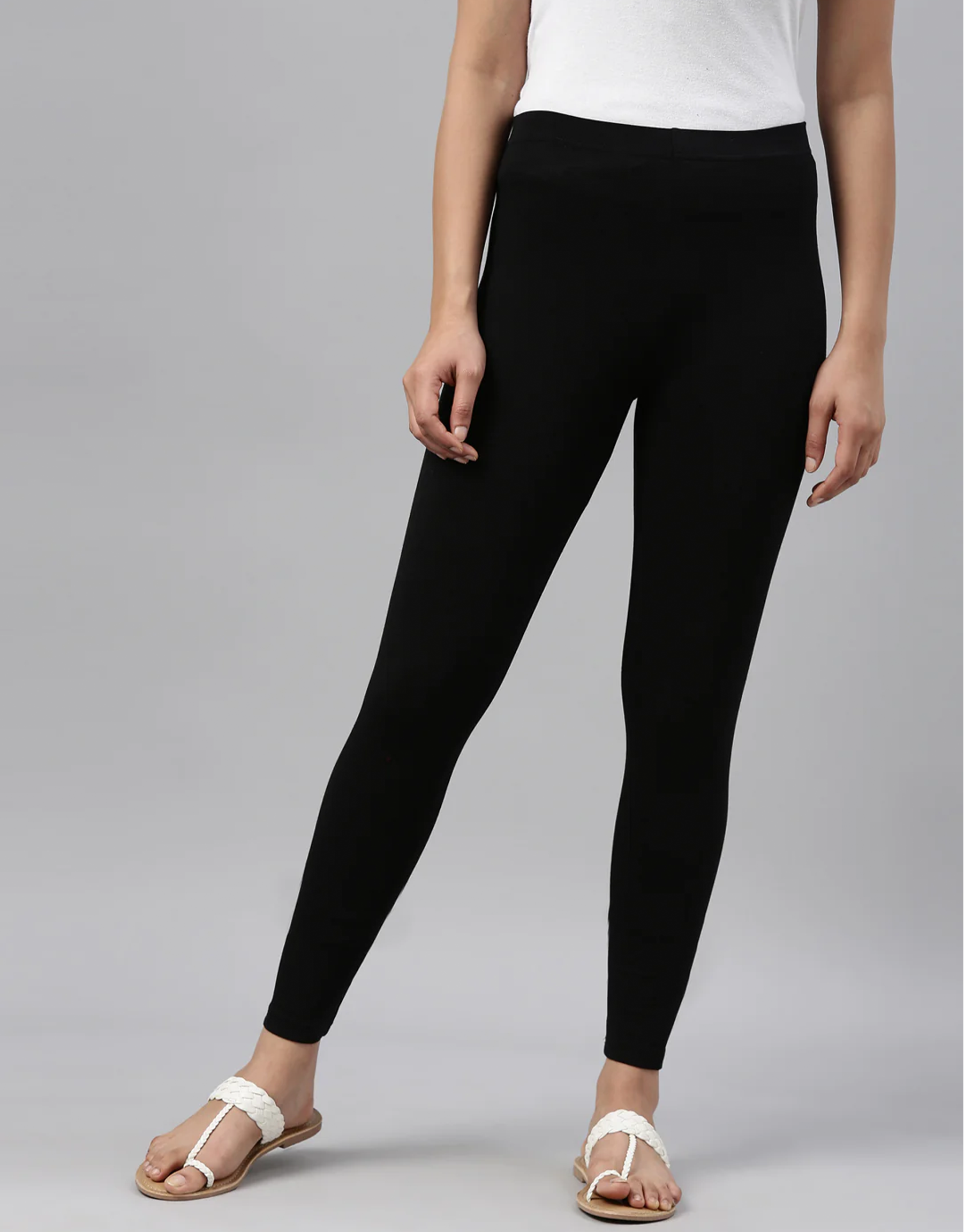 Buy ESS Women's Cotton Stretchable Ankle Leggings for Women/Girl (L, Black)  at