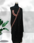 Black Color Georgette Churidar Material With Beautiful Golden Thread Embroidery On Neck Georgette Dupatta