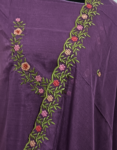 Dark Lavender Color Jute Silk Churidar Material With Beautiful Floral Embroidery Work On Neck & Dupatta