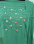 Greenish Cyan Georgette Churidar Material With Beautiful Floral Embroidery Work On Yoke