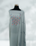 Gull Grey Georgette Churidar Material With Beautiful Floral Embroidery Work On Yoke