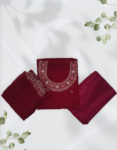 Maroon Color Georgette Churidar Material With Beautiful Golden Thread Embroidery On Neck Georgette Dupatta