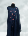 Nile Blue Color Jute Silk Churidar Material With Beautiful Thread Embroidery On Yoke & Dupatta