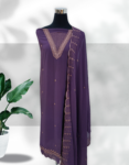 Plum Purple Color Georgette Churidar Material With Beautiful Embroidery Work On Yoke