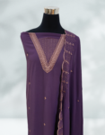 Plum Purple Color Georgette Churidar Material With Beautiful Embroidery Work On Yoke