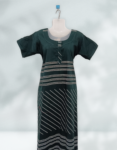 Women’s – Printed Rajwadi Nighty Short Sleeves Night Wear Maxi for Women Front Open Round Neck Dark Green Color – Cotton