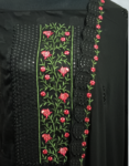 Black Color Georgette Churidar Material With Beautiful Thread Print On Top Thread Embroidery & Small Sequence Work On Yoke Embroidery Work On Dupatta
