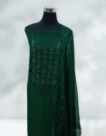 Dark Green Color Georgette Churidar Material With Beads Work On Yoke Dupatta With Thread Embroidery Work