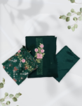 Mineral Green (Dark Green)Color Semi Silk Churidar Material With Beautiful Floral Thread Work On Yoke Printed Organza Dupatta With Thread Embroidery Work On Border
