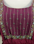 Wine Berry Color Feeding Kurtis Top With Embroidery Work On York Portion Wrinkle Rayon Round Neck Tie Adjustable Waist