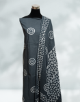 Bright Grey Color Cotton Batik Churidar Material With Mirror Work On Top Printed Dupatta and Bottom