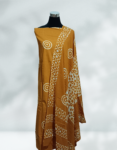 Copper Color Cotton Batik Churidar Material With Mirror Work On Top Printed Dupatta and Bottom