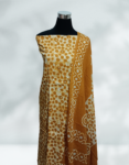 Copper Color Cotton Batik Churidar Material With Mirror Work On Top Printed Dupatta and Bottom