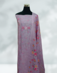 Digital Printed Soft Organza Churidar Material With Thread Work On Neck Printed Dupatta & Satin Bottom Lining Included Amethyst Smoke Color