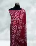 Paprika Color Cotton Batik Churidar Material With Mirror Work On Top Printed Dupatta and Bottom