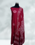 Paprika Color Cotton Batik Churidar Material With Mirror Work On Top Printed Dupatta and Bottom