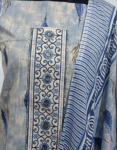 Printed Cotton Batik Churidar Material With Sequence Work On Yoke Cloud Brust Color Printed Dupatta and Bottom