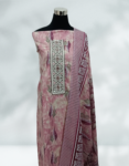 Printed Cotton Batik Churidar Material With Sequence Work On Yoke Grey Pink Color Printed Dupatta and Bottom