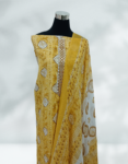 Cotton Churidar Material With Mirror Work On Yoke Cotton Dupatta & Bottom Lemon Ginger Color