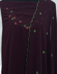 Georgette Churidar Material With Floral Embroidery Work On Neck & Dupatta Blackberry ( Dark Purple) Color Satin Bottom With Lining