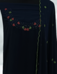 Georgette Churidar Material With Floral Embroidery Work On Neck & Dupatta Dark Blue (Tealish Blue) Color Satin Bottom With Lining